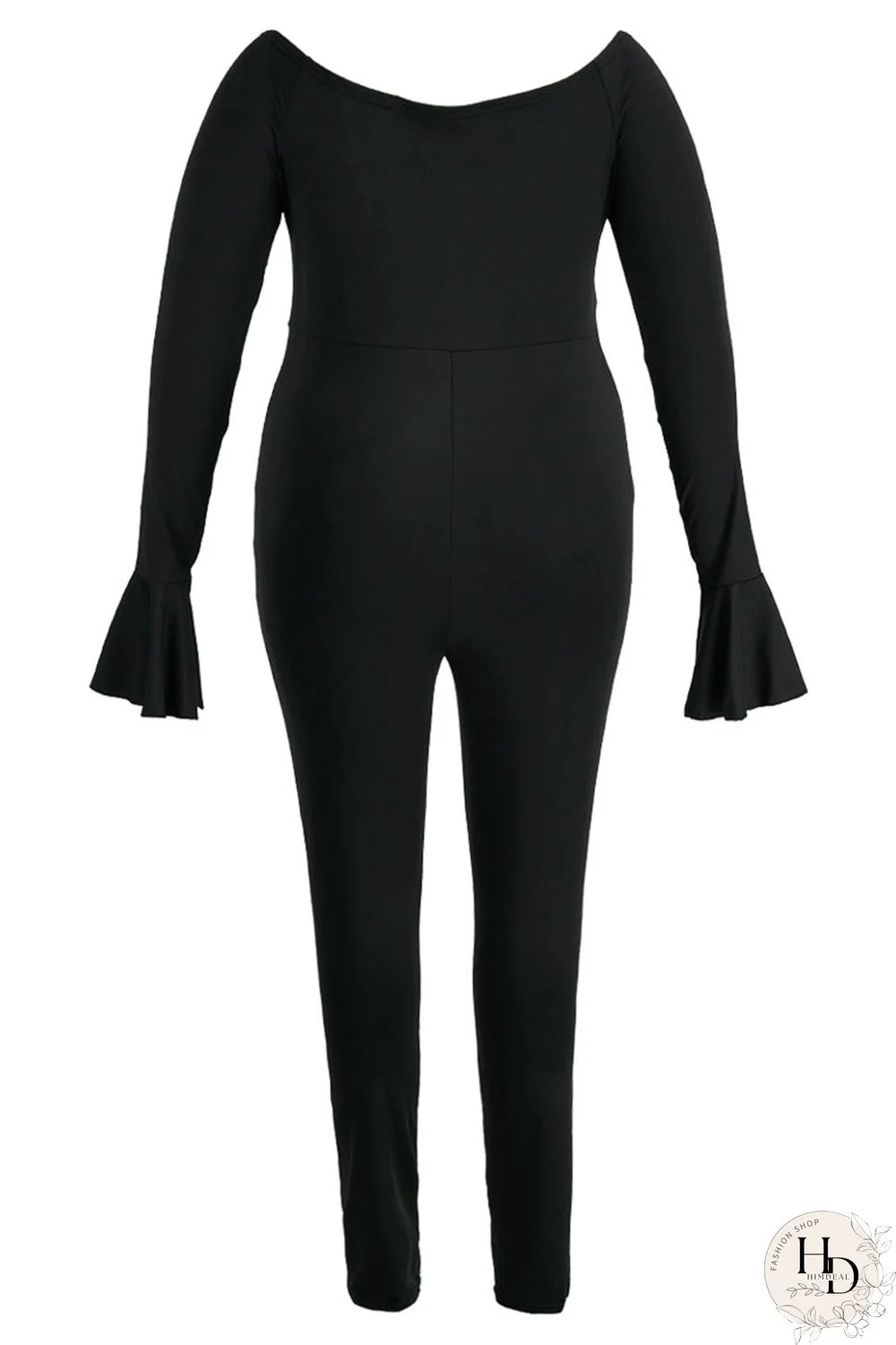 Black Sexy Solid Patchwork V Neck Plus Size Jumpsuits