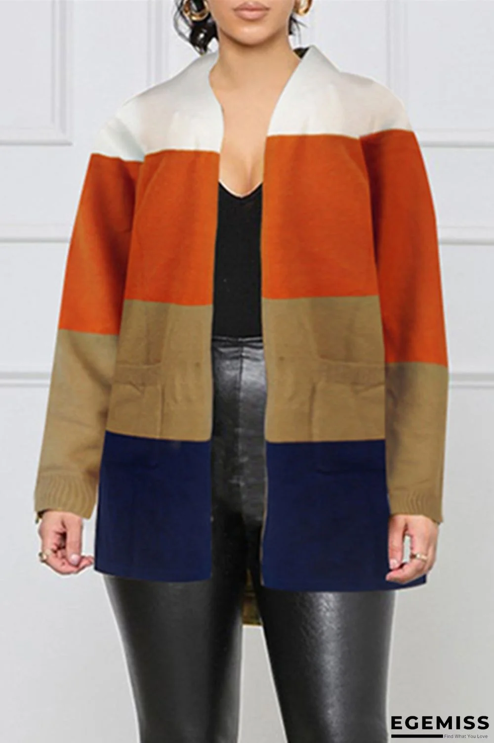 Multicolor Fashion Casual Patchwork Cardigan Outerwear | EGEMISS