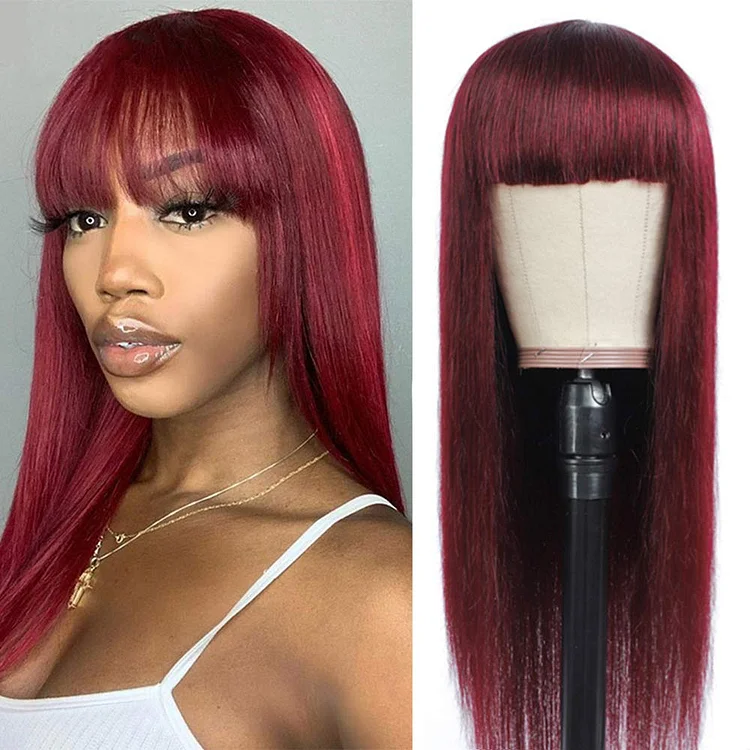 Long Straight Wig with Bangs-elleschic