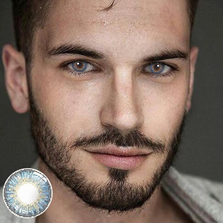 Men's 3 Tone Blue Colored Contacts