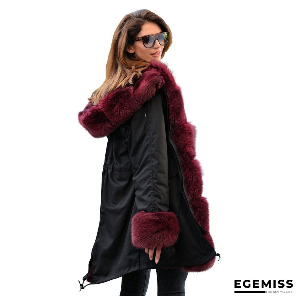 Faux Fur Patch Camouflage / Plain Hooded Parka Coat | EGEMISS