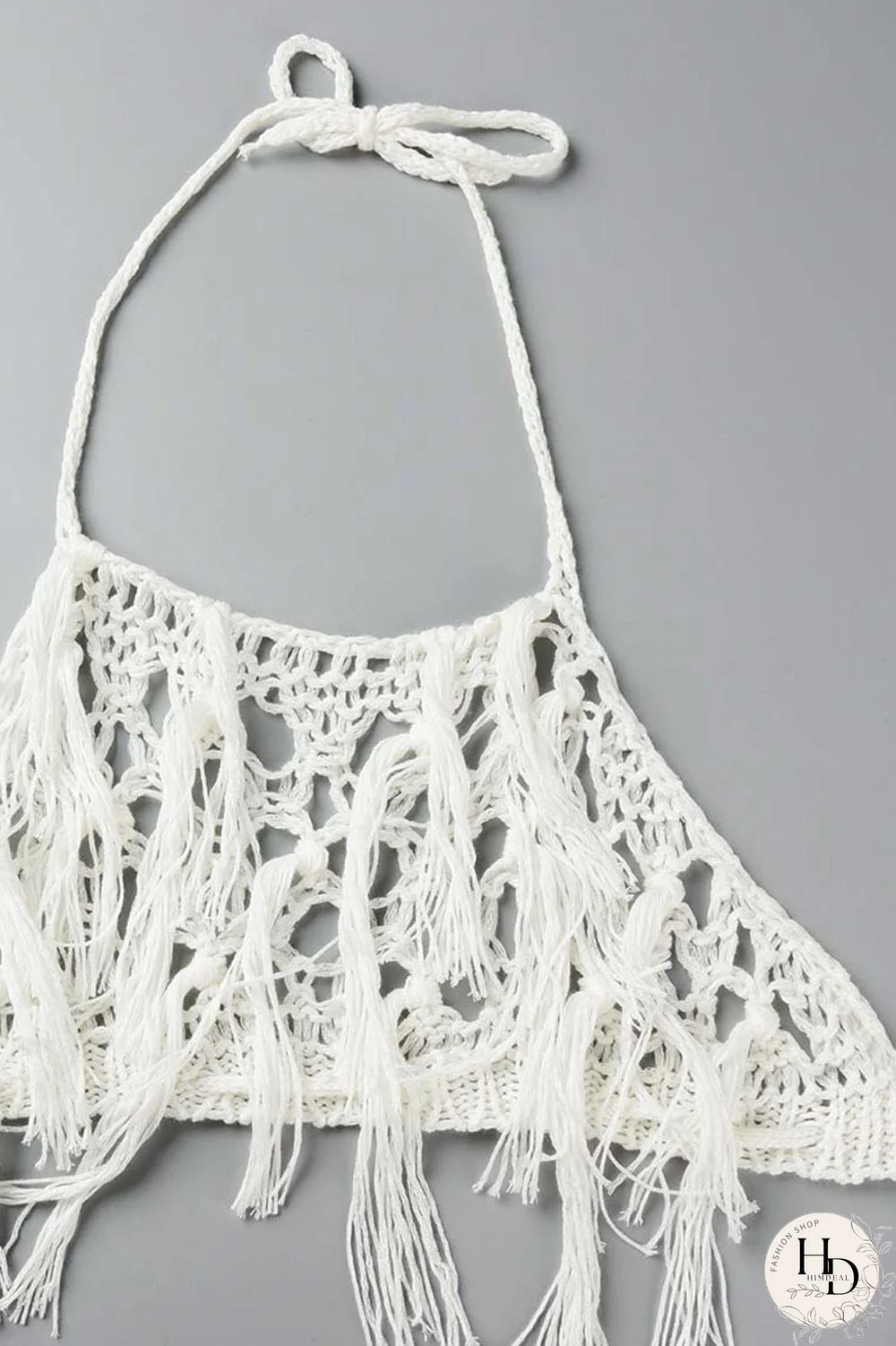 Rose Red Sexy Solid Tassel Hollowed Out Patchwork Halter Sleeveless Two Pieces