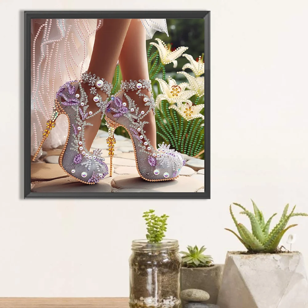 5D DIY Partial Special Shaped Drill Diamond Painting High Heel Decor 30x30cm
