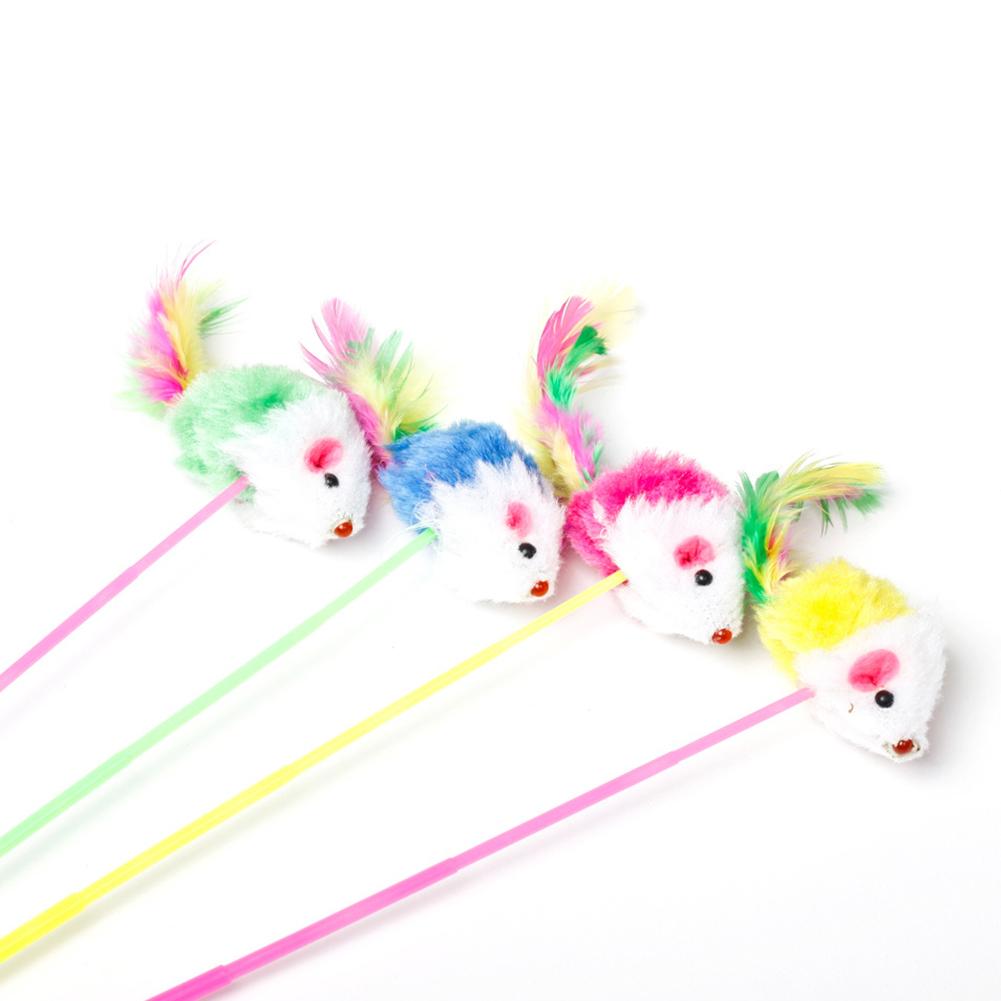 

Cat Toys False Mouse Pet Mini Funny Playing Plush Toy with Colorful Feather, 501 Original