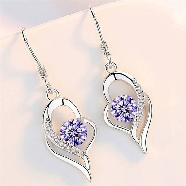 Romantic and Exquisite 925 Sterling Silver Diamond Love Heart-shaped Earrings Temperament Long Simple Tassel Earrings - Shop Trendy Women's Fashion | TeeYours