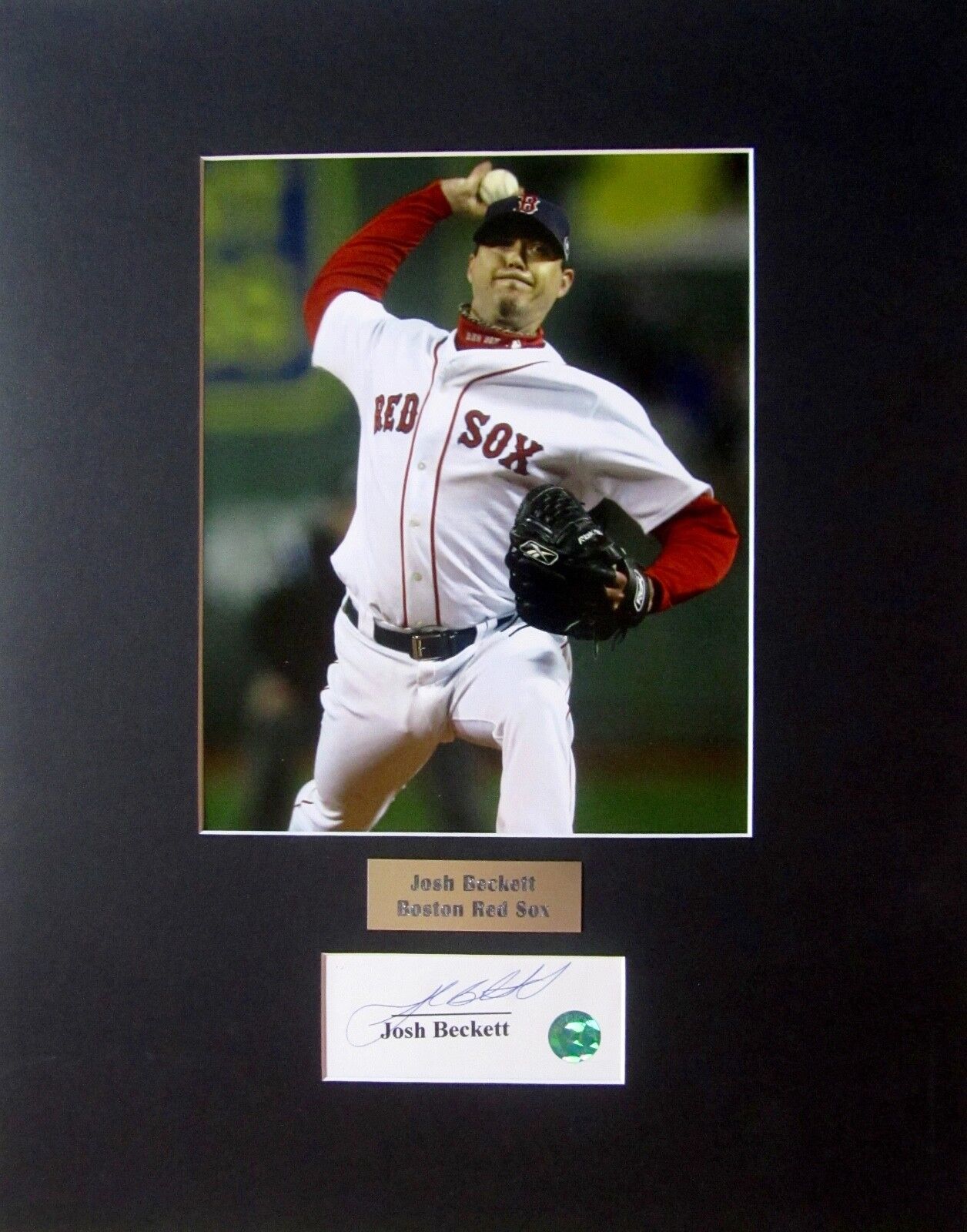 JOSH BECKETT AUTOGRAPHED Contract Cut SIGNATURE Matted 8x10 Photo Poster painting BOSTON RED SOX