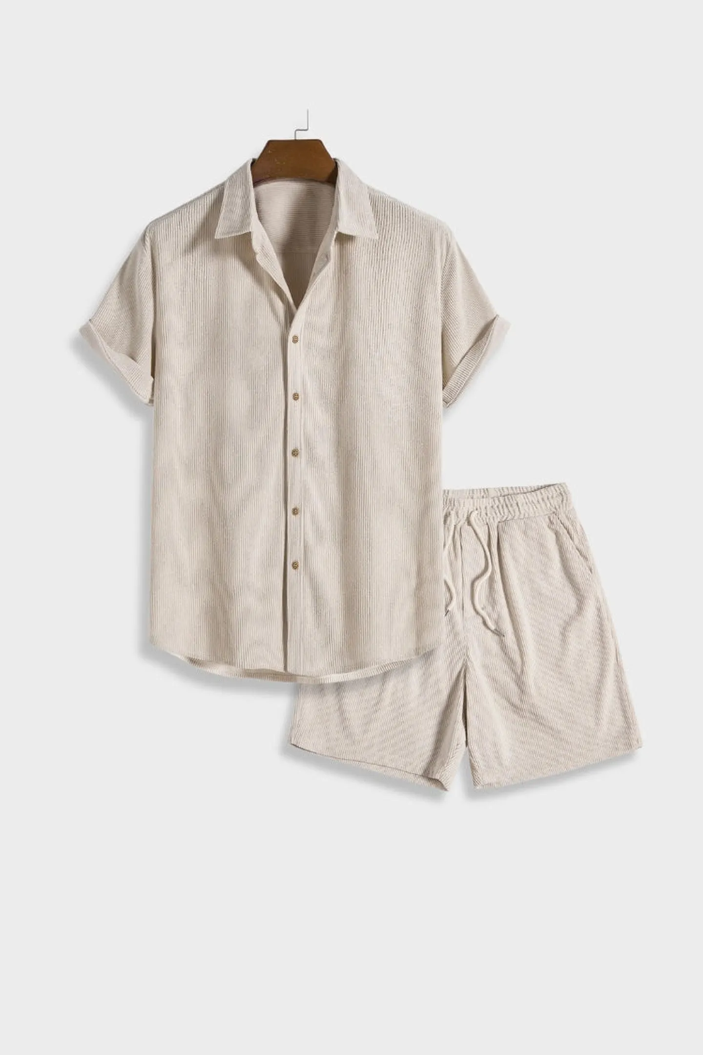 Men's Bordeaux Corduroy Co-Ord Set &ndash; Shirt and Shorts Summer