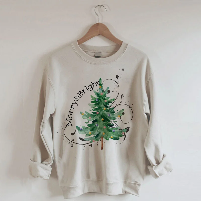 Merry And Bright Christmas Tree Sweatshirt