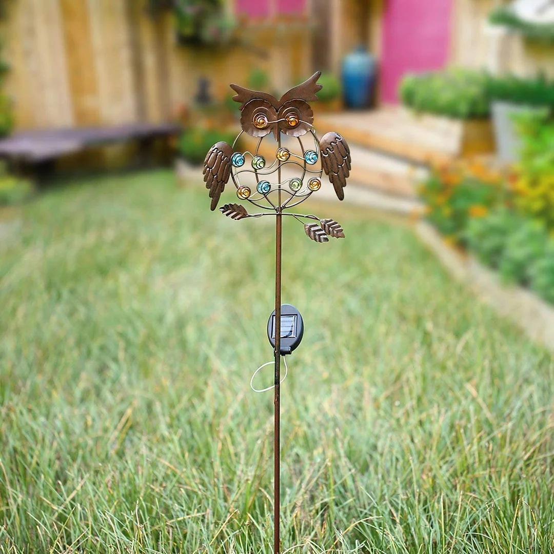 Creative Metal Owl Solar Lights Outdoor Garden Animal Decoration