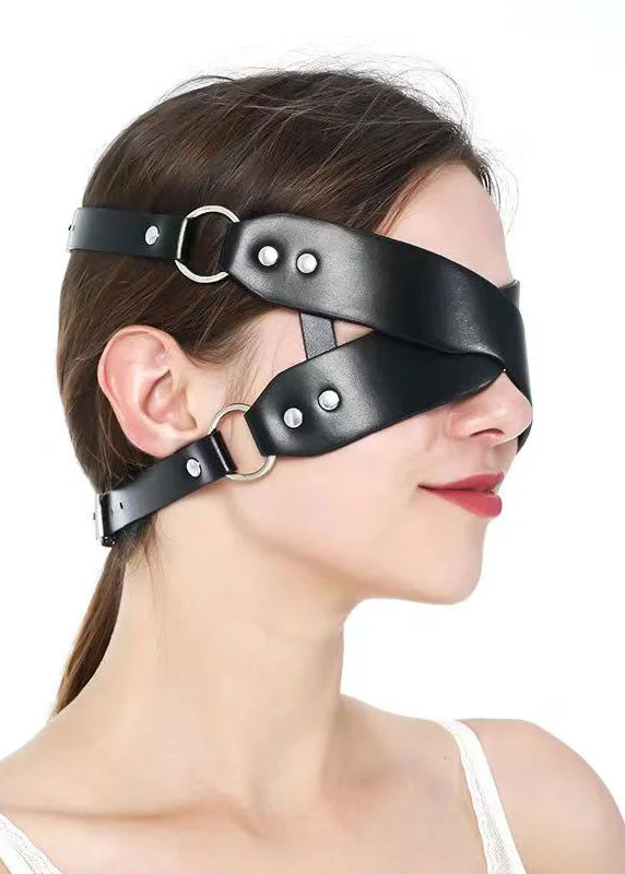 Sexy Mask For Face Women PU Leather Goth Harness Cosplay