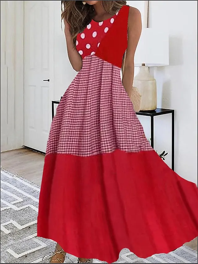 Long dress maxi casual summer print graphic floral polka dot fashion modern daily holiday