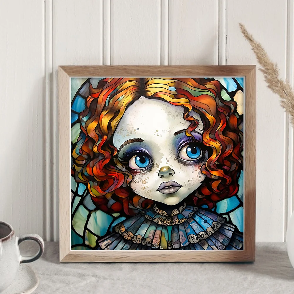 11CT Full Stamped&nbsp;Cross Stitch - Big Eyes Doll(Canvas|40*40CM)