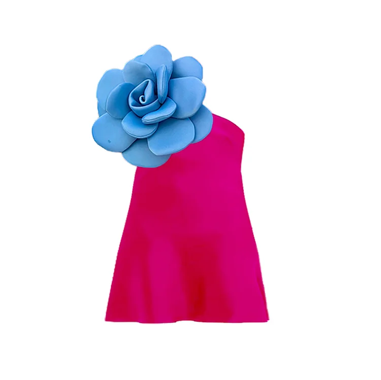 Mommy and Me Color-Block 3D Flower Sleeveless Dress Flaxmaker