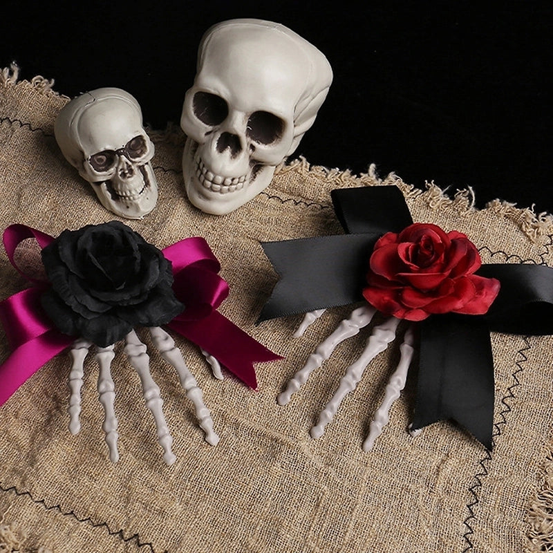 Halloween Gothic Handmade Punk Women’s Hand Flower Bow Knot Arylic Hair Clip Hair Claws
