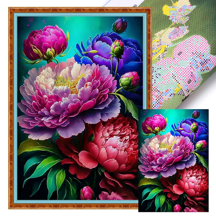 Peony 11CT (40*60CM) Stamped Cross Stitch gbfke