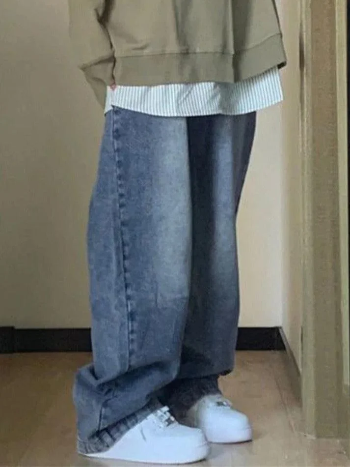 Brownm Pocket Design Blue Wash Boyfriend Jeans