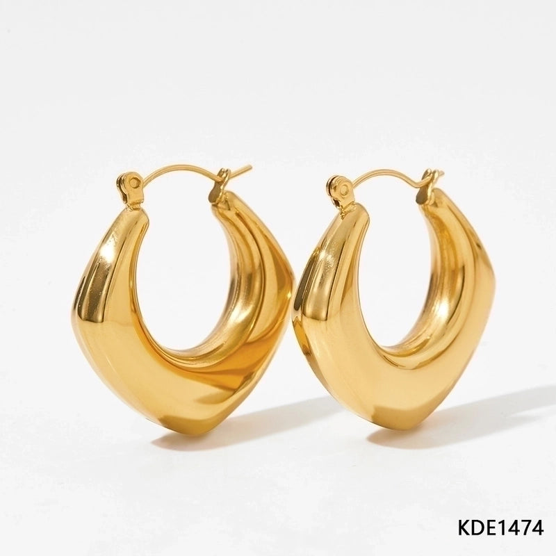 1 Pair IG Style Minimalist Solid Color Plating 304 Stainless Steel 16K Gold Plated White Gold Plated Gold Plated Earrings