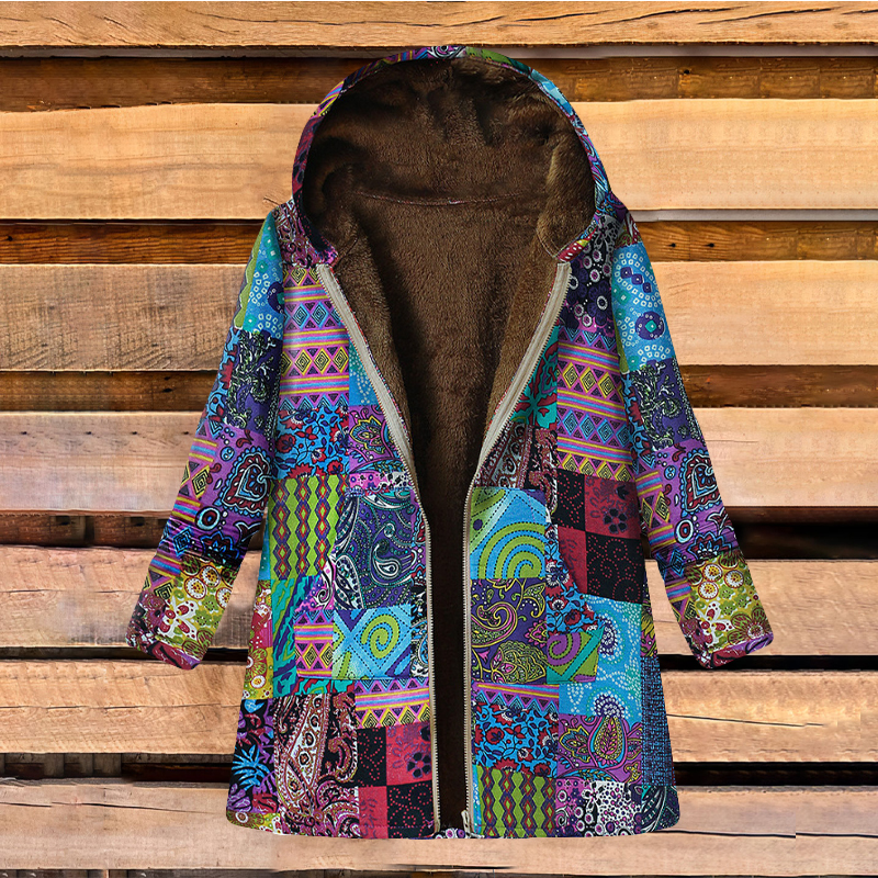 Casual Patchwork Printed Long Sleeve Coat wearshes