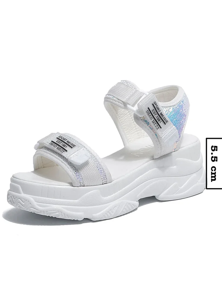 Fujin 6CM Gladiator Platform Women's Sandals 2021 Summer Fashion Women Chunky Beach Sandal Denim Comfortable Sandalias Mujer