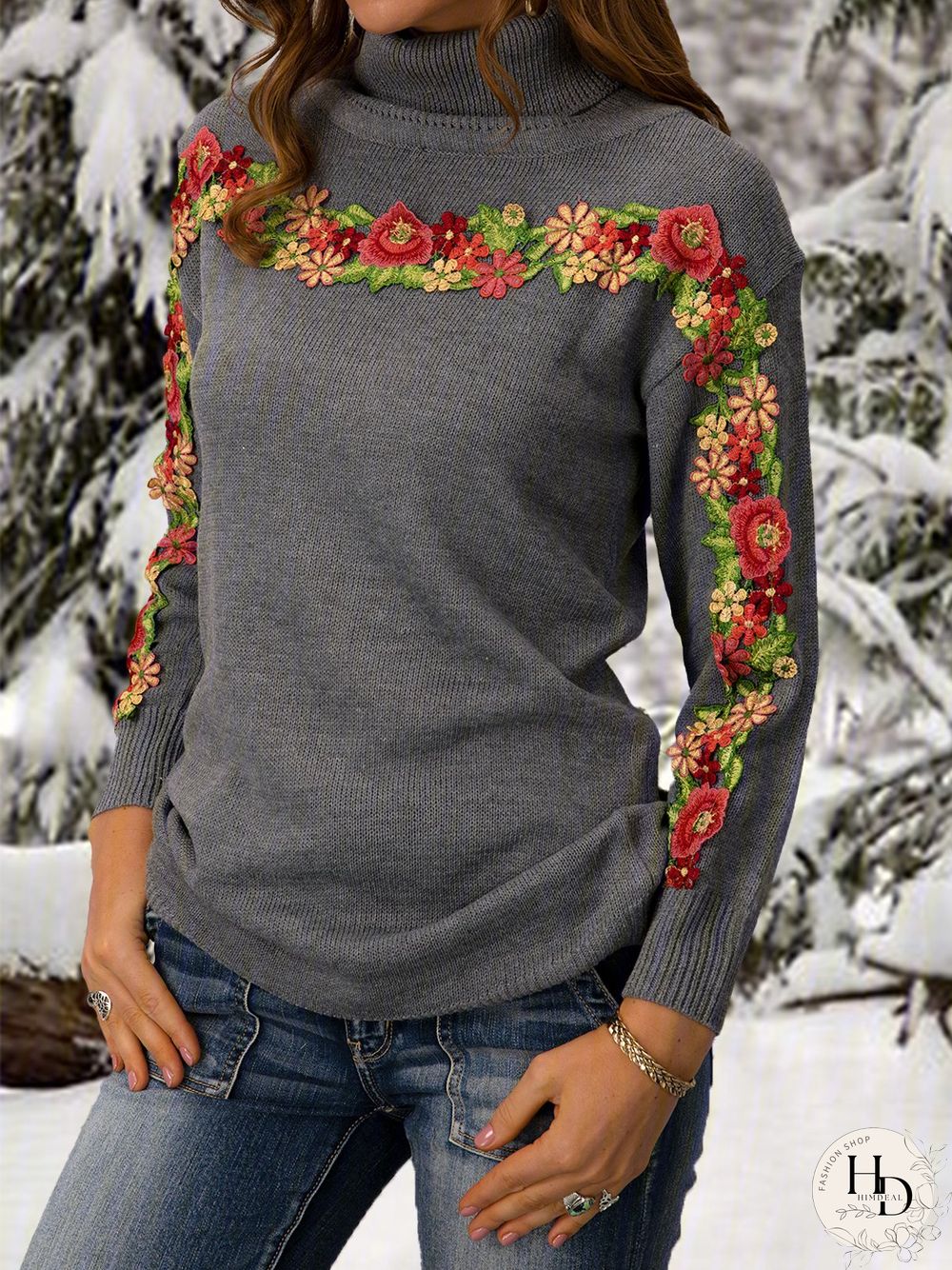 Casual Long Sleeve Plus Size Turtleneck Sweater