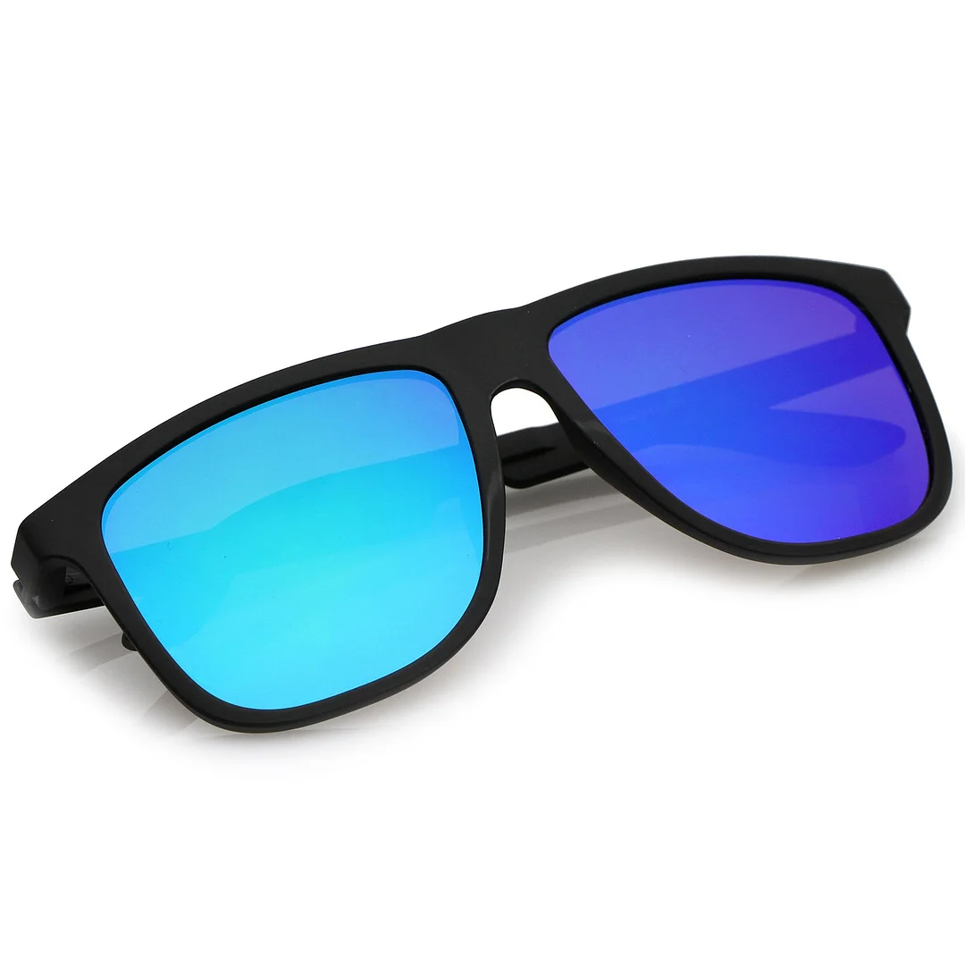 Lifestyle Rubberized Matte Flat Top Colored Mirror Square glasses 55mm