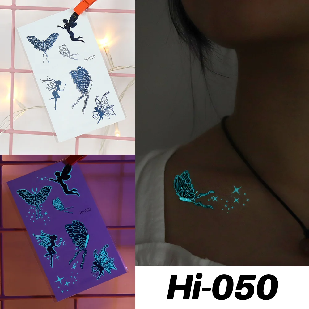 Sdrawing Luminous Glow Tattoo Sticker Snake Deer Glowing Halloween Waterproof Temporary Tatoo Wrist Fake Tatto Body Art Women Men