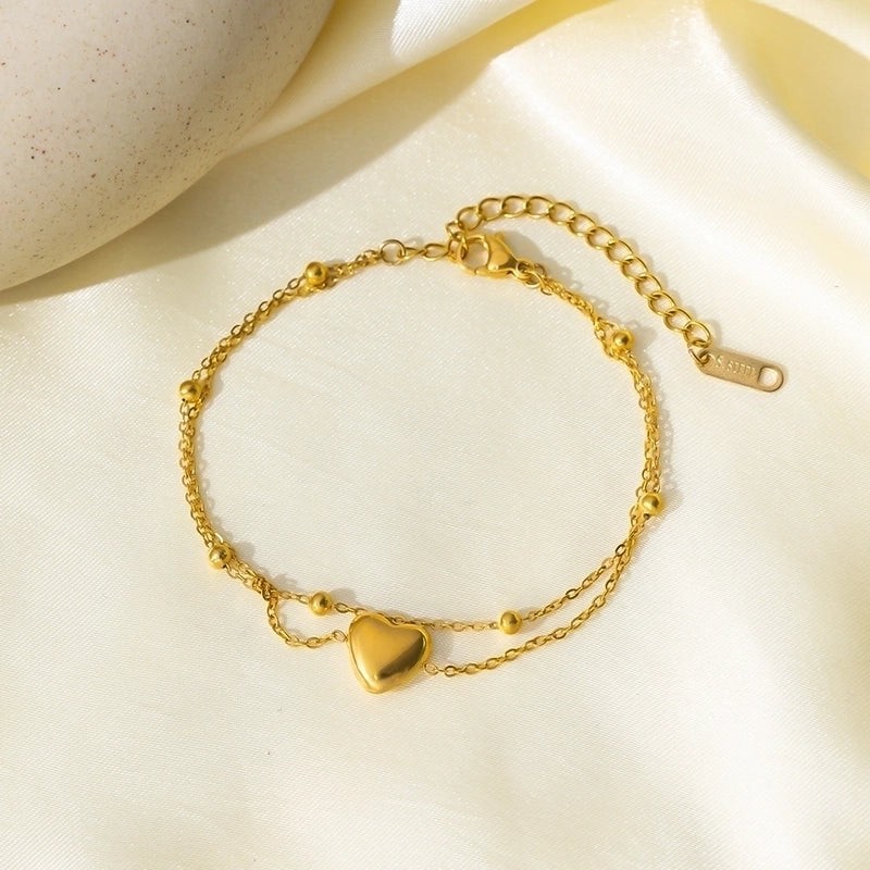 Casual Minimalist Commute Heart Shape 304 Stainless Steel 18K Gold Plated Bracelets In Bulk