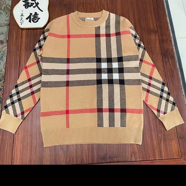 New 2025 Men's Knitted Crew Neck Plaid Thick Sweater, Popular Style, Unisex Top