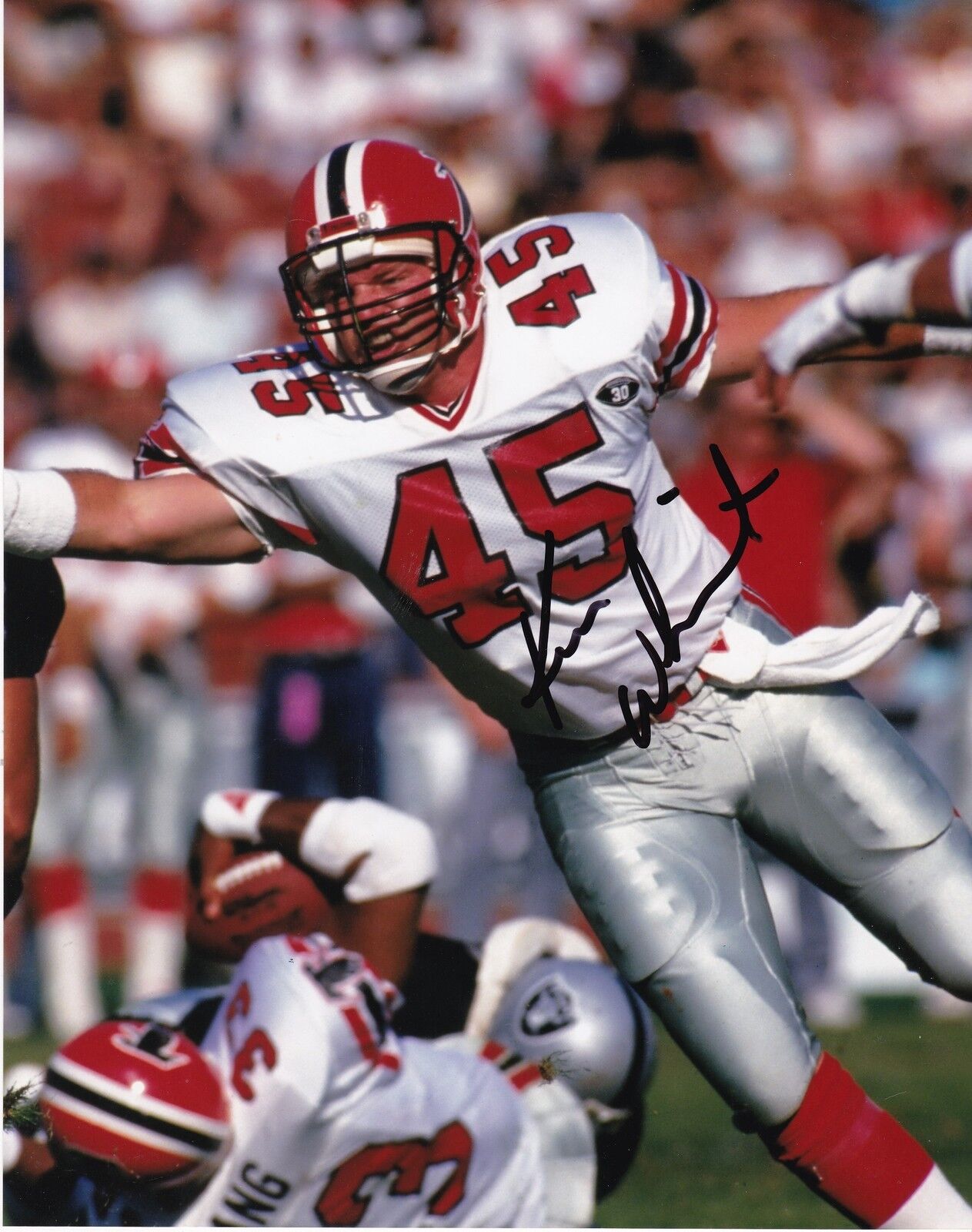 KEN WHISENHUT ATLANTA FALCONS ACTION SIGNED 8x10