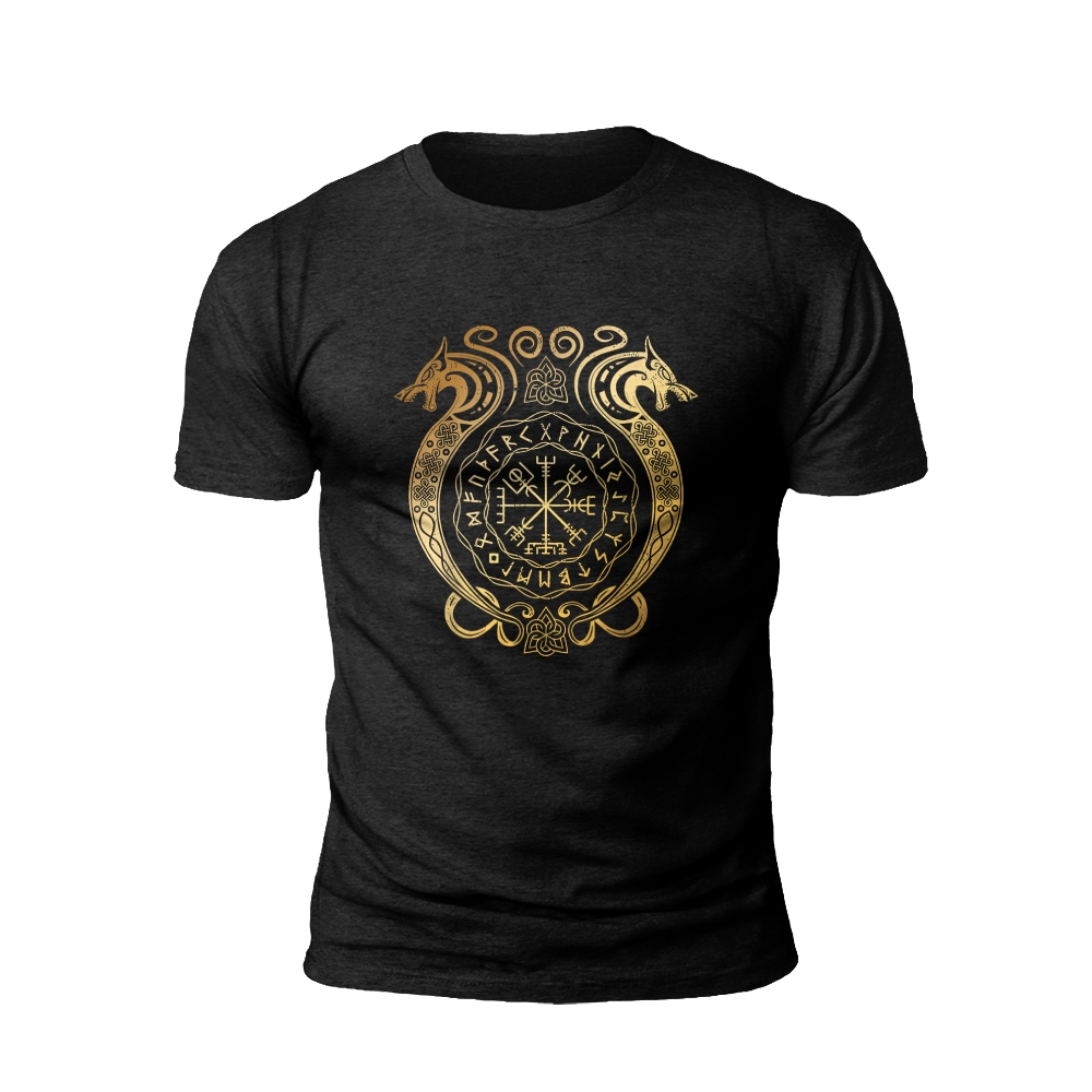 Golden Norse Compass: A T-Shirt of Viking Lore
