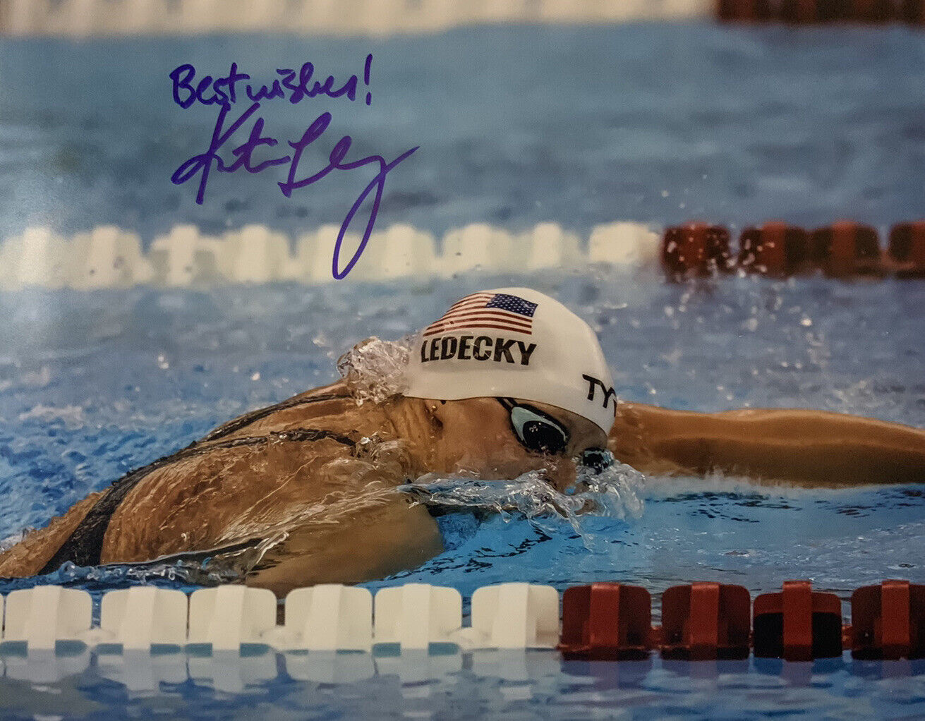 KATIE LEDECKY HAND SIGNED 11x14 Photo Poster painting SWIMMING OLYMPICS AUTHENTIC RARE AUTO