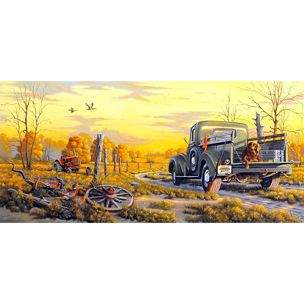 

Dog in Car - Round Drill Diamond Painting - 80*40CM (Big Size), 501 Original