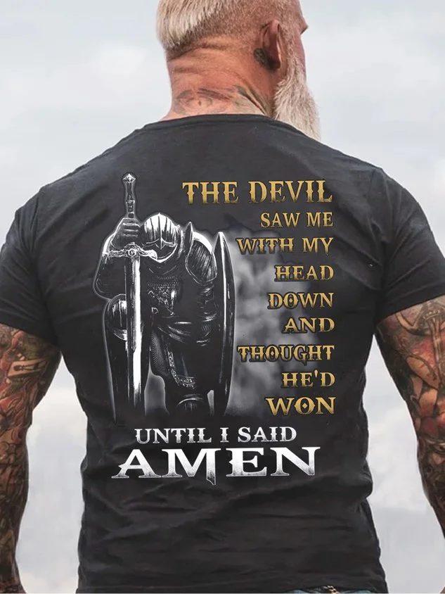Men's The Devil Saw Me With My Head Down Until I Said Amen Veterans T-shirt socialshop