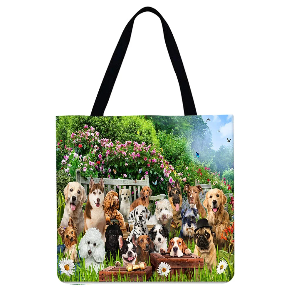 Linen Tote Bag -dogs