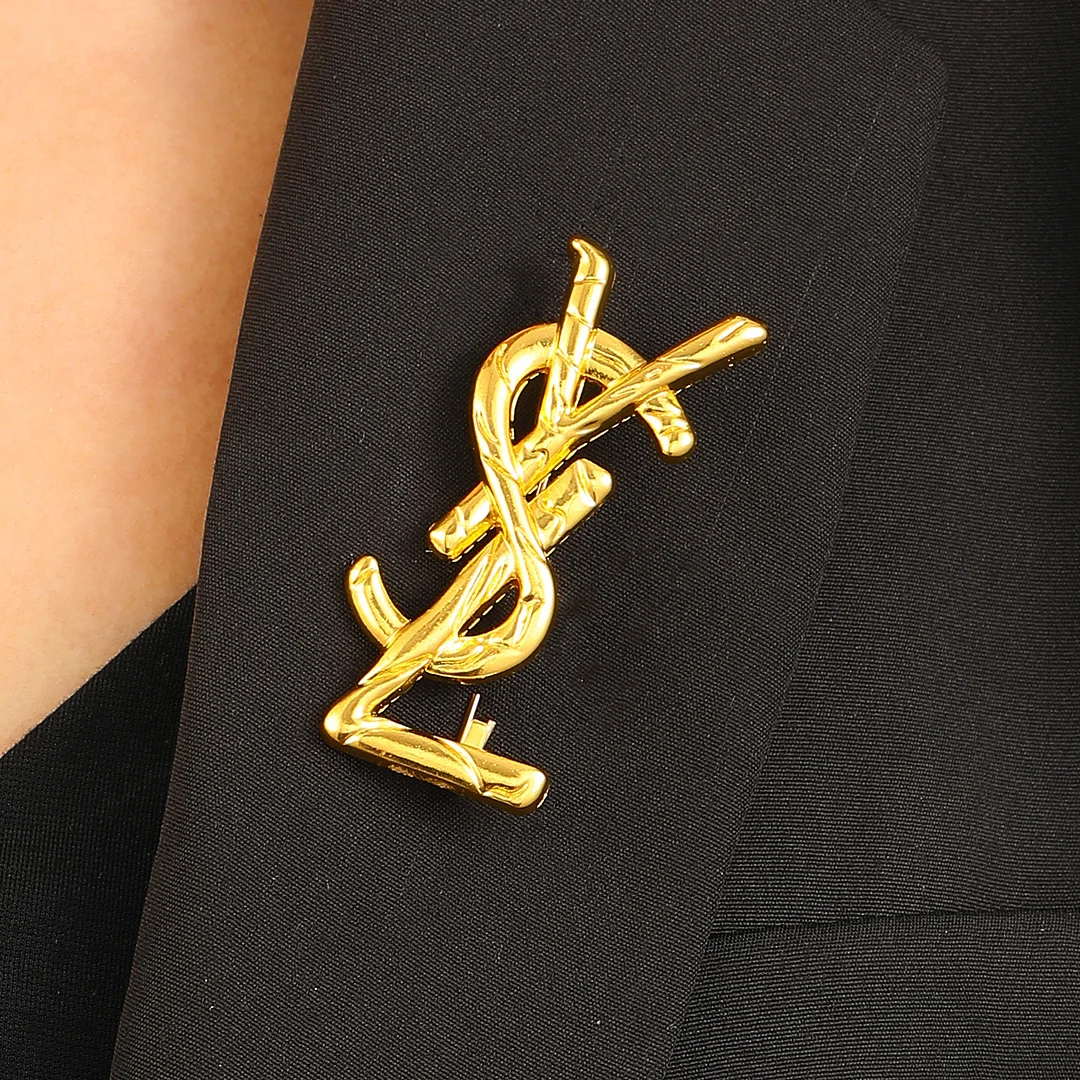 Fashion Monogram Gold Plated Brooch