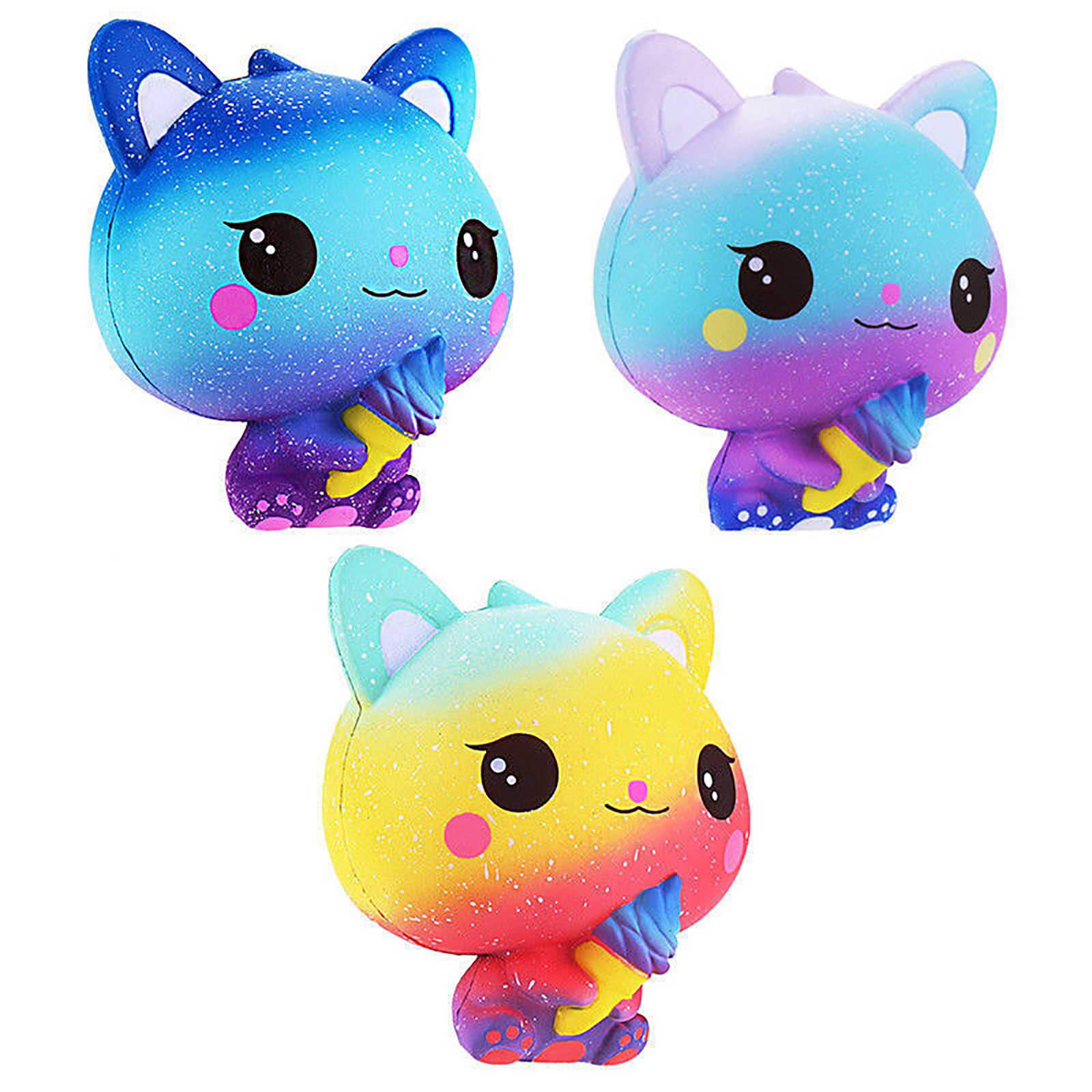 

Ice Cream Cat Toys Soft Slow Rising Galaxy Squeeze Toy for Kids Adults, Light blue starry sky, 501 Original
