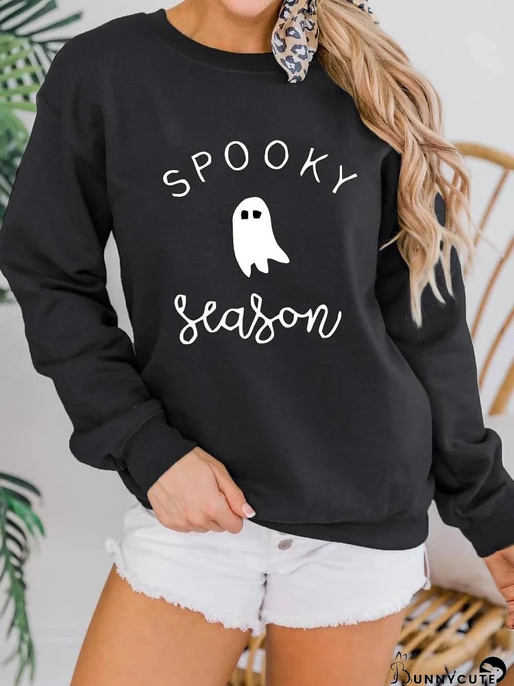 Spooky Ghost Season Black Graphic Sweatshirt