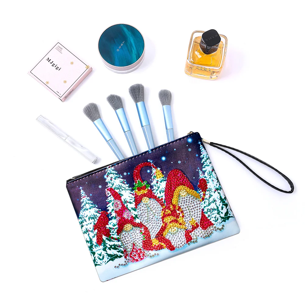 5D DIY Xmas Gnome Partial Shaped Drill DIY Diamond Painting Bag with Zipper