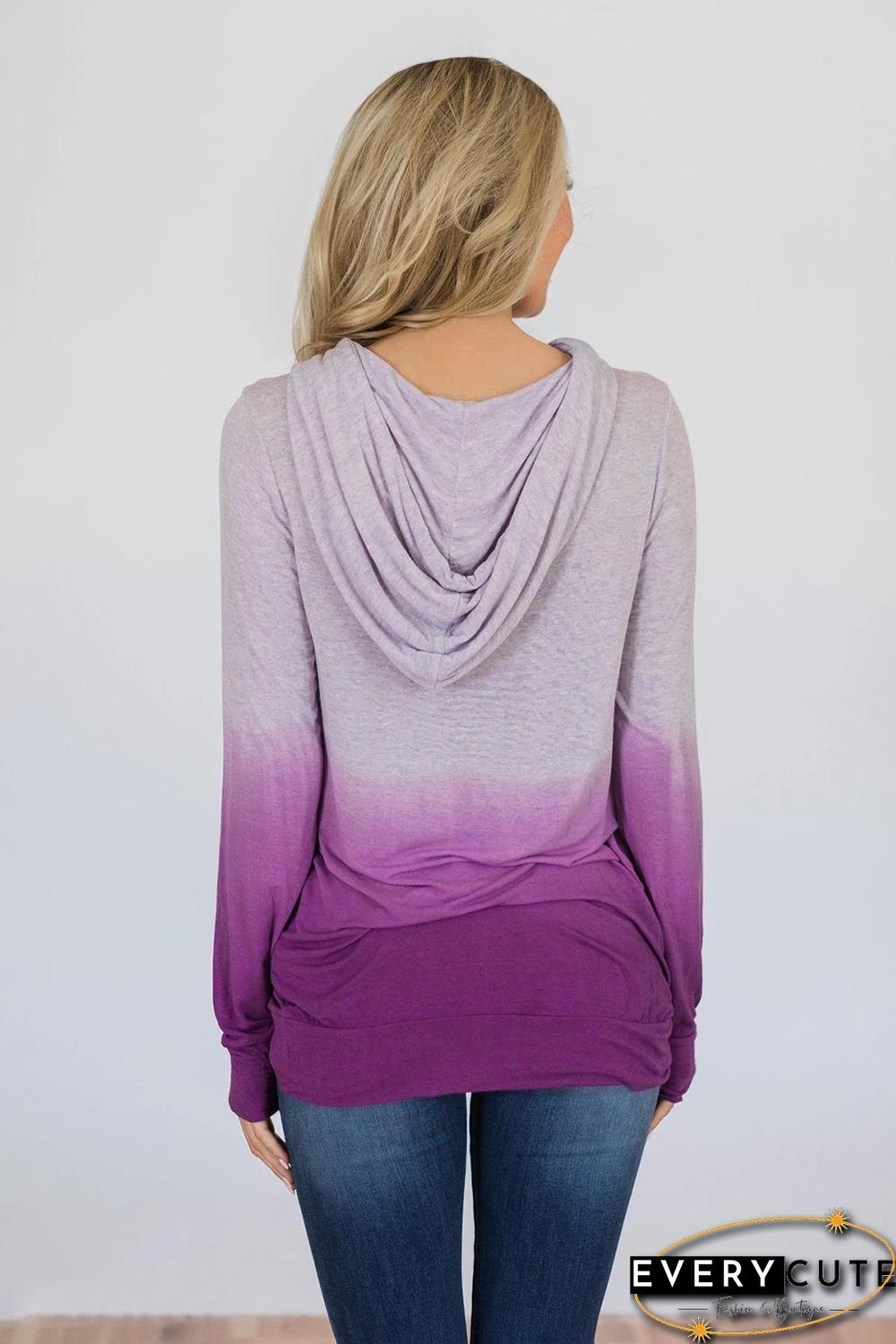 Purple Ombre Kangroo Pocket Pullover Hoodies