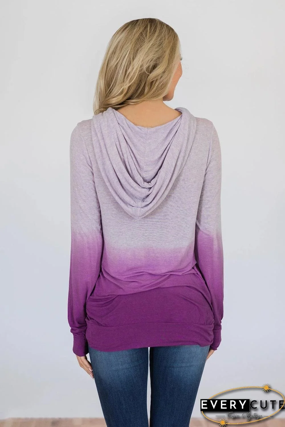 Purple Ombre Kangroo Pocket Pullover Hoodies