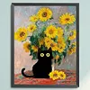 Van Gogh Sunflowers And Black Cat-11CT Stamped Cross Stitch 40*50cm/15.75*19.69in