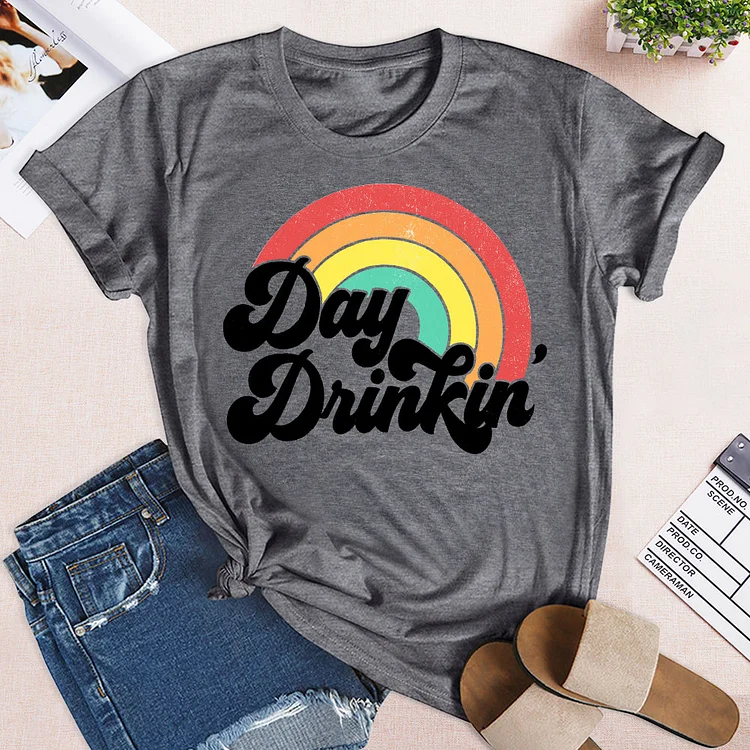 Rainbow Day Drinking T-shirt Tee-04664