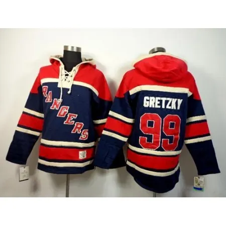 Rangers #99 Wayne Gretzky Navy Blue Sawyer Hooded Sweatshirt Stitched NHL Jersey