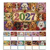 Dog 2027 DIY Diamond Painting Calendar for Adults Flowers Diamond Art Calendars 11.81x9.45 Inch Gem Painting Art Walls Date for Home Business Office Planning Decor