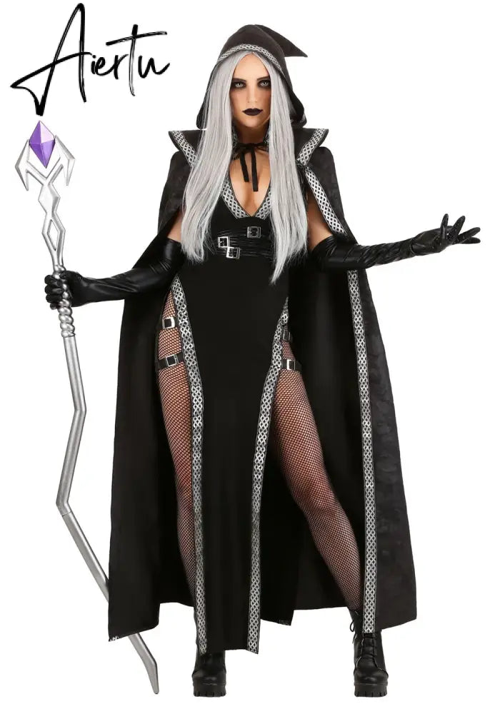 Halloween Witch Vampire Costumes for Women Adult Medieval Sorcerer Carnival Party Performance Drama Masquerade Clothing Aiertu