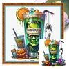 Halloween Wine Glass-11CT Stamped Cross Stitch 50*50cm/19.69*19.69in tapestrymarket