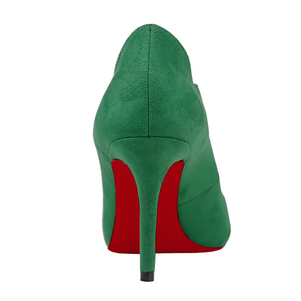 90mm Women's Kitten Heeled Party Red Bottom Pumps Patent/Suede-vocosishoes