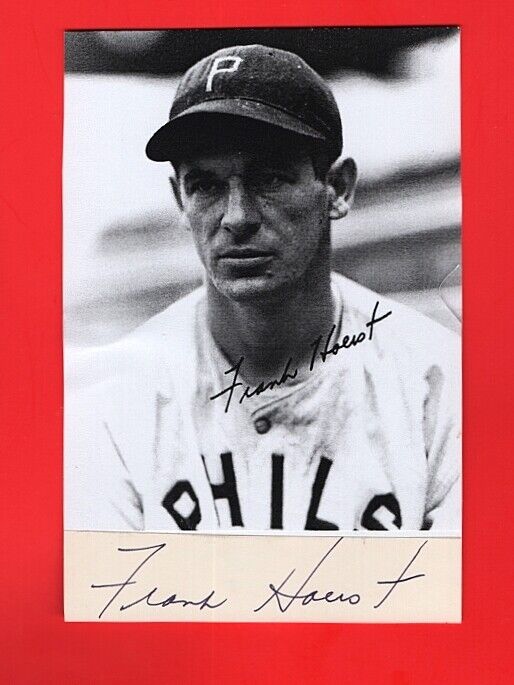 1940-47 FRANK HOERST-PHILLIES 4X6 AUTOGRAPHED CUT W/ Photo Poster painting-(d.2000)