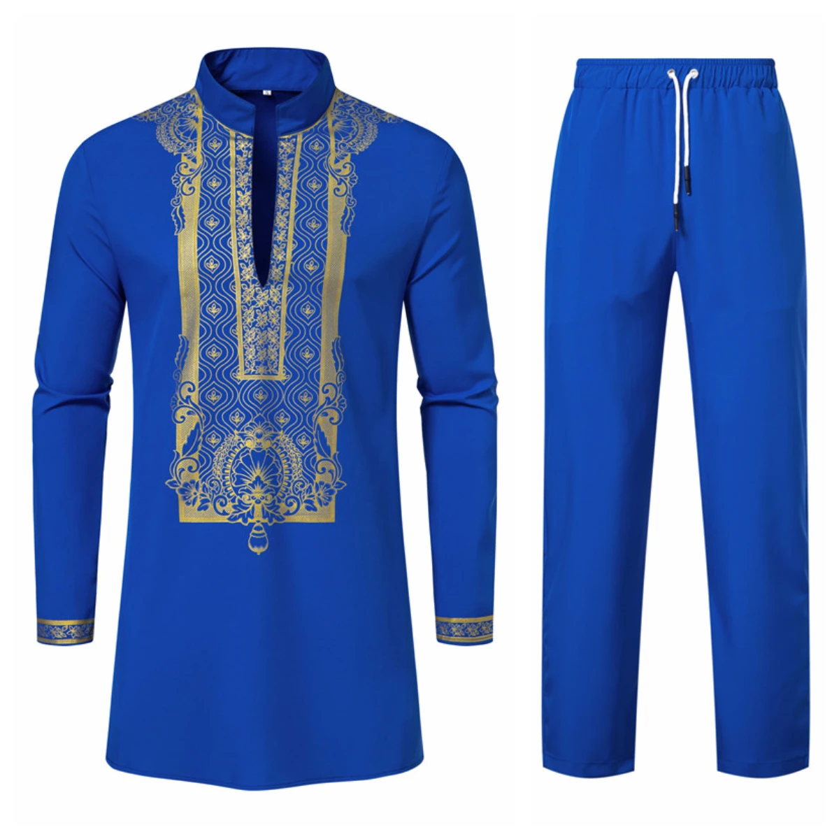 Streetwear Men Outfits – 3 Styles!2024 New Men's Ethnic Style Robe Set Long Sleeve Pants Casual Set Slim Fit Clothing | Inquiraton