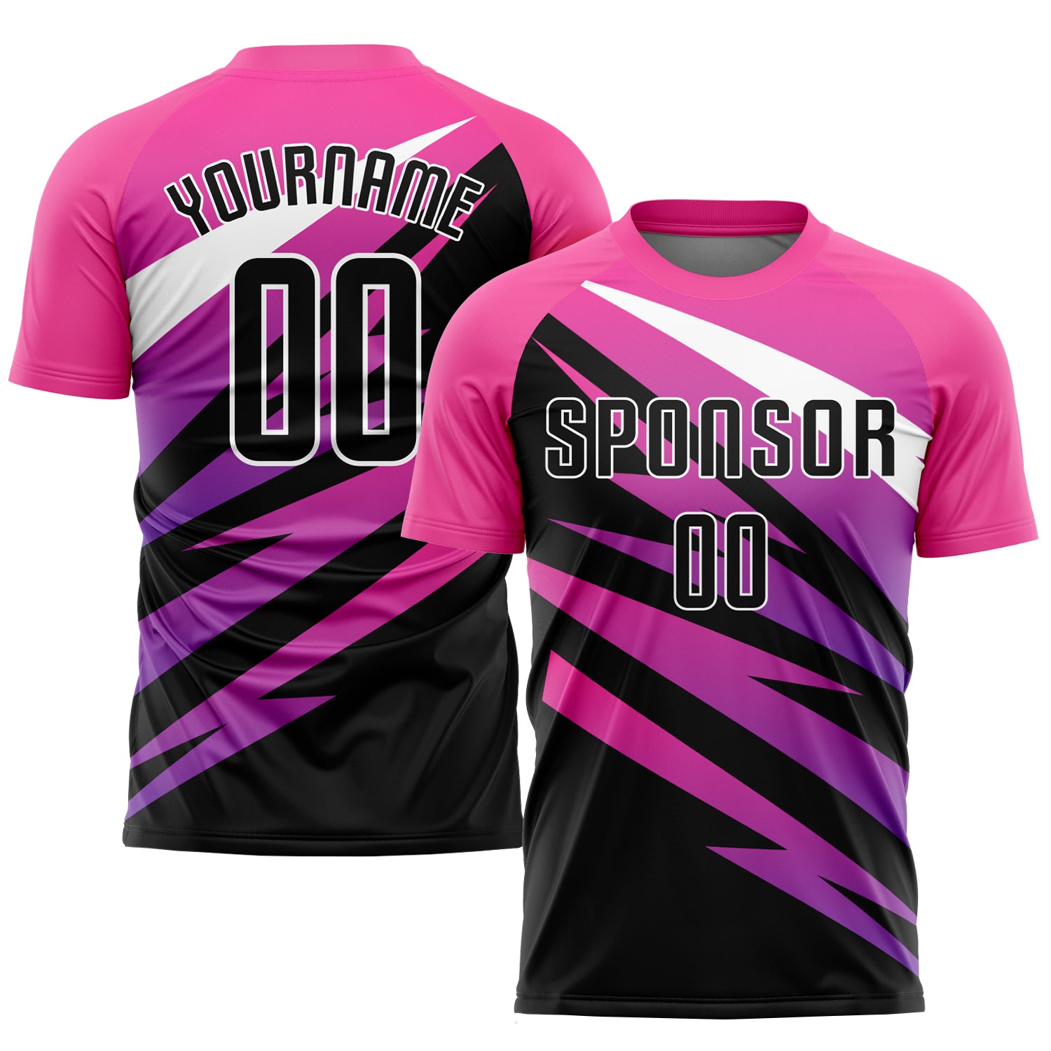 Custom Pink Black-White Sublimation Soccer Uniform Jersey | captainssportss.com